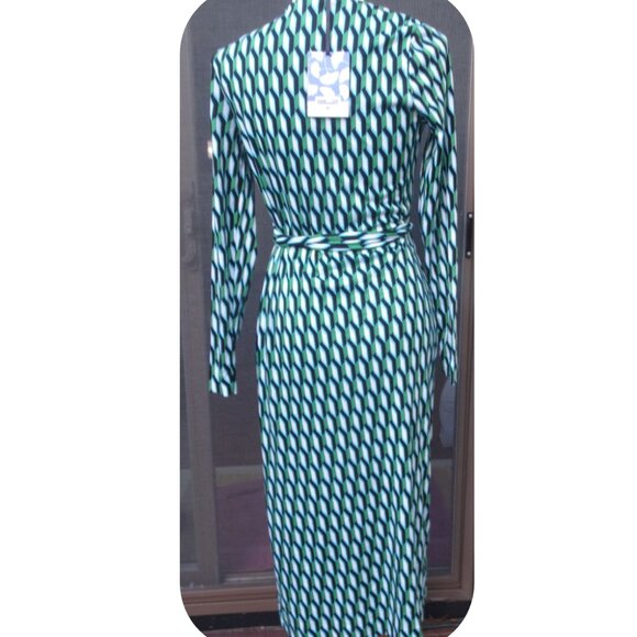 NEW Diane Von Furstenberg X Target Midi Arrow Geo Green Wrap Dress MEDIUM $50 - Picture 3 of 7